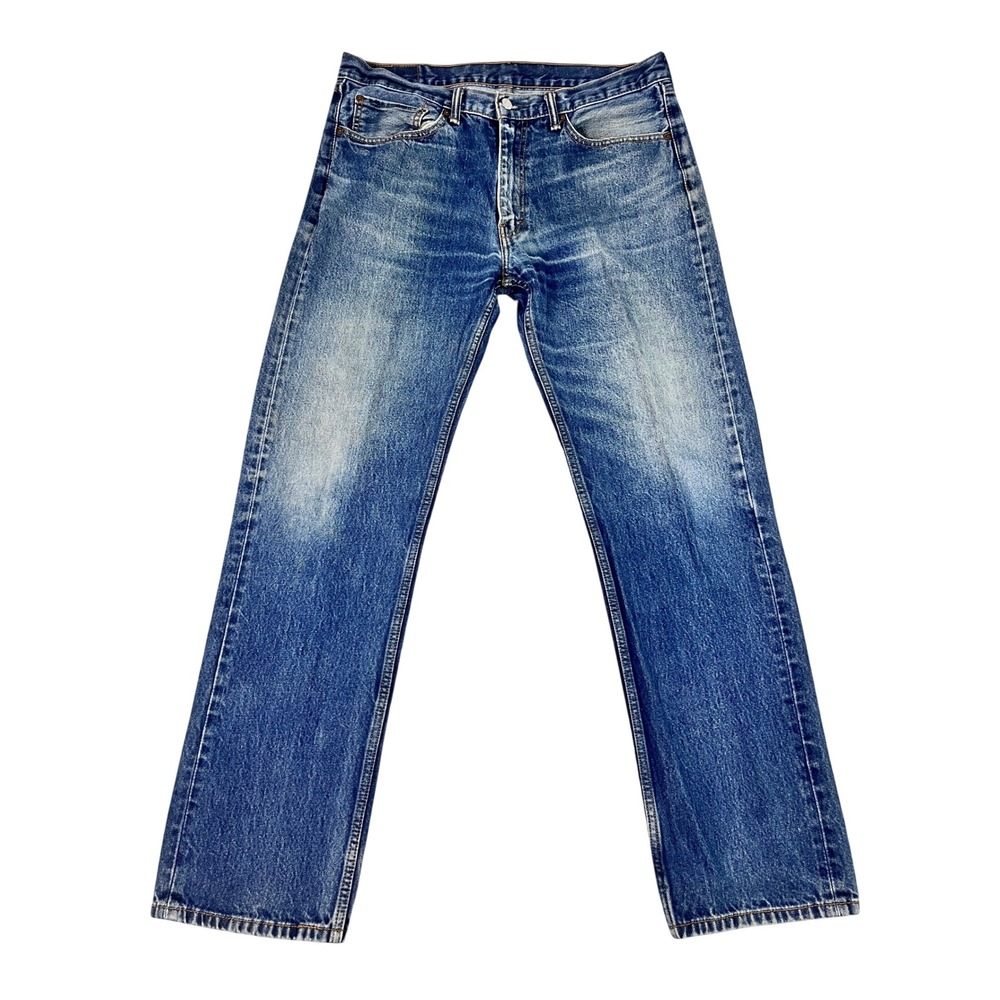 Levis 505 Original Fit Straight Leg Medium Wash Blue Denim Jeans Mens 36x33*